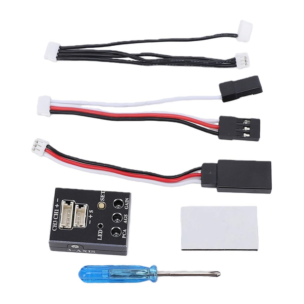 Fabater RC Car Gyro Stabilizer, 3 Axis Stabilization RC Car Gyro Module with Sensitivity Adjustment Knobs for 1/12 1/14 /16/18 Scale Drift Rally On Road Off Road Vehicles