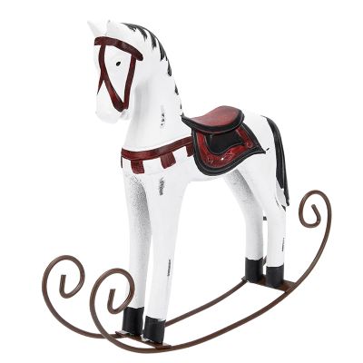 ToysCentral Basics Hand Carved Wooden Rocking Horse Painted Kids Toy Gift Ideal for Collection Nordic Wood Material (White)