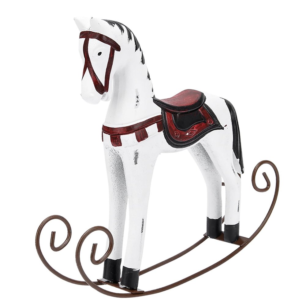 ToysCentral Basics Hand Carved Wooden Rocking Horse Painted Kids Toy Gift Ideal for Collection Nordic Wood Material (White)