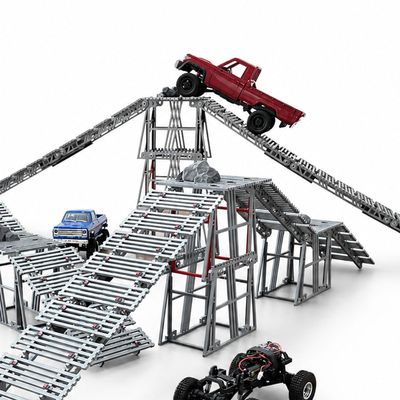 Super Sized RC Bridge Obstacles for 1/30 1/24 1/18 1/12 RC Crawler Trucks, Indoor Rock Crawling Course with Stackable Towers & Ramps (RC Cars Not Included)