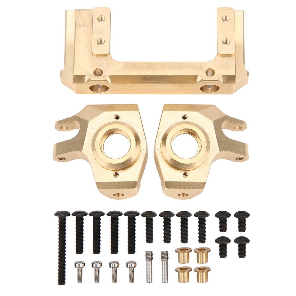 RC Front Bumper Bracket Axles Steering Knuckle Brass Upgrade Parts for 1/10 RC Crawler SCX10 II 90046 90047 Gold Color Durable Stable Performance