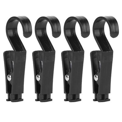 Changor Tarp Hook Clips Portable Hanging Stable Firmness for Strollers Wheelchairs Black 4pcs