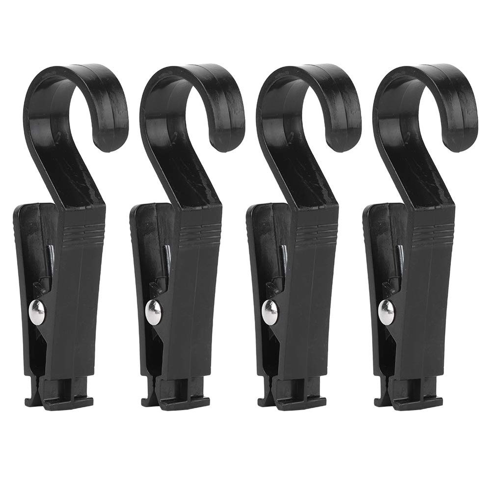 Changor Tarp Hook Clips Portable Hanging Stable Firmness for Strollers Wheelchairs Black 4pcs