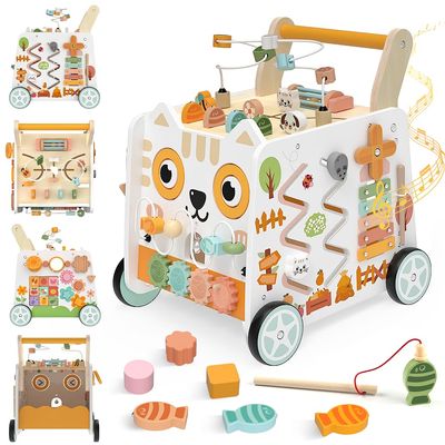 Weilim Wooden Baby Walker - 16-in-1 Montessori Push Walker Toys, 12 Months+