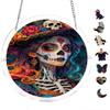 7.48 Inch 83 Pcs Gothic Skull Lady Halloween Acrylic Puzzle Suncatcher, Mysterious Holiday Craft, Fade Resistant Window Scene Decor view 1