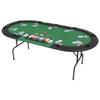 Folding Poker Table 9 Player Oval Green with 9 Cup Holders and Dealer Tray, MDF Tabletop with Polyester Upholstery and Padded Artificial Leather Rim, Easy Assembly view 1