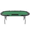 Folding Poker Table 9 Player Oval Green with 9 Cup Holders and Dealer Tray, MDF Tabletop with Polyester Upholstery and Padded Artificial Leather Rim, Easy Assembly view 3