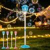 Automatic Bubble Machine, Standing Blower with Lights and Music, Torch Tower Adjustable Height Stand Maker for Birthday Party Wedding Outdoor Garden Patio(Green) view 2