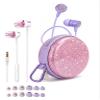 2-Pack Teens Wired Earbuds Set with Glitter Case, School Headphones view 1
