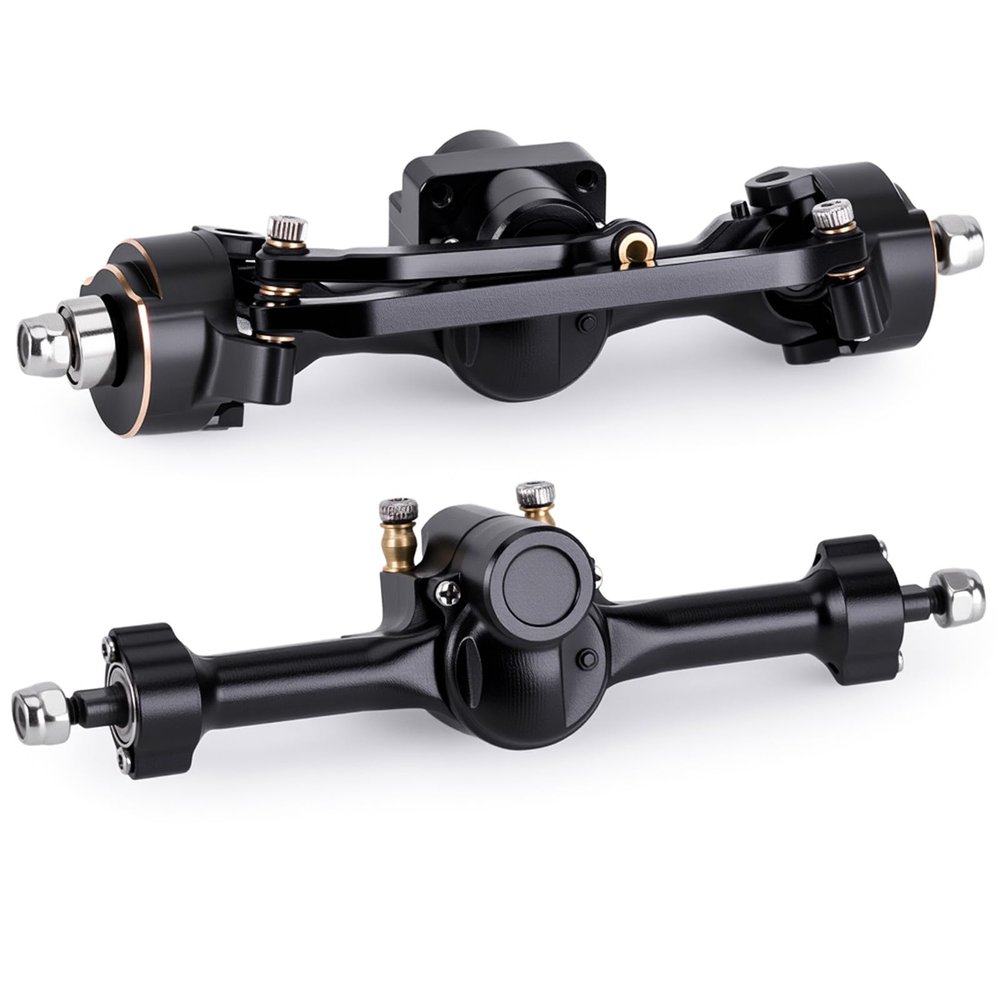 Hobby Fans RC Front and Rear Axles CNC Machined Axle Upgrade Parts for 1/30 Axial SCX30 RC Crawler Accessories (Black)