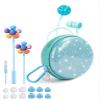 2-Pack Teens Wired Earbuds with Glitter Skyblue Case, School Headphones view 1