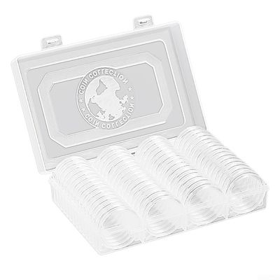 Coin Capsule Storage Box with Adjustable Foam Washers, 60-Piece Professional Coin Holder Case for 19mm to 41mm Collectible, Secure Double-Layer Protection Organizer for Collection Display