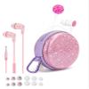 2-Pack Teens Wired Earbuds with Glitter Pink Case, School Headphones view 1