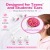2-Pack Teens Wired Earbuds with Glitter Pink Case, School Headphones view 2