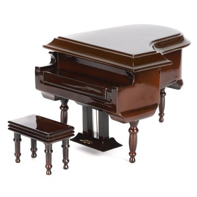 Ycauty Miniature Piano Model Exquisite Musical Instrument Wooden Musical Instrument with Music Box for Living Room Furniture Decoration Gifts Decorations Brown 10.9 x 14 x 13.7 cm