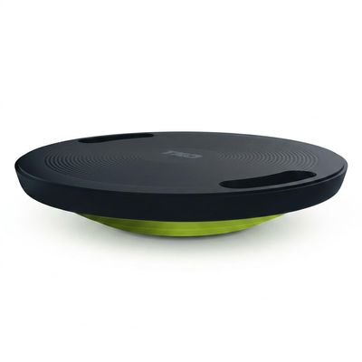 TKO Portable Wobble Balance Board for Core Stability and Standing Desk Use | Non-Slip Plastic Trainer with Handles | Ideal for Strength Training, Recovery, and Home Fitness - Black Yellow