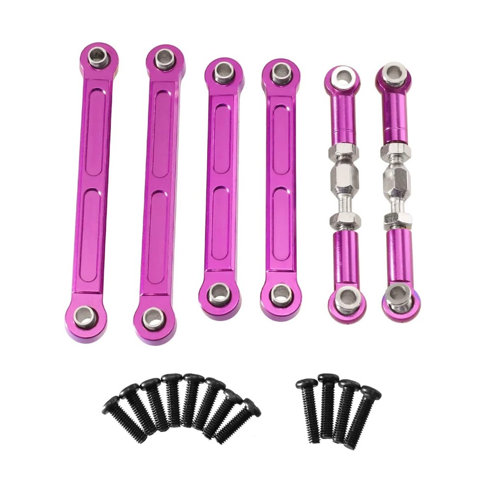 RC Cars Models Compatible with Wltoys 124008-2705 124010 RC Car Upgrade Replacement Parts Accessories Metal Steering Adjustable Rod(Purple)