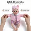 Vivetha 12 Inch Solid Silicone Baby Doll, Squishy Realistic Reborn Baby Dolls Newborn Girl, Lifelike Washable Preemie Toy with Blue Eyes and Bear Hat for Pacifier Feeding Play view 2