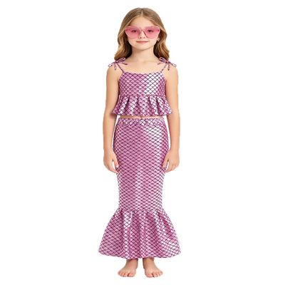 Guiwuqk Light Pink for Girls Mermaid Dress 12 Long Skirts Mermaid Sleeveless Tie Shirts Top