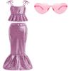 Guiwuqk Light Pink for Girls Mermaid Dress 12 Long Skirts Mermaid Sleeveless Tie Shirts Top view 2
