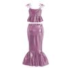 Guiwuqk Light Pink for Girls Mermaid Dress 12 Long Skirts Mermaid Sleeveless Tie Shirts Top view 3