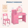 JoanKaren Pink Kids Vanity Chair 3-Color Touch Light Mirror Storage Drawer view 4
