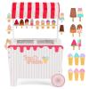 Costzon Ice Cream Cart Playset, Wooden Grocery Store w/Display Rack & Shelves, Frozen Compartment, 2 Large Wheels, Push Handle, 16 PCS Play Food, Toddler Ice Cream Trunk Toy Set for Boys Girls 3+ view 1