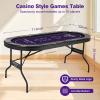 Rioloiuy 8 Player Poker Table Foldable, Texas Holdem Casino Table with Padded Rails & Cup Holders, Portable Folding Game Table for Home or Game Room, 71 Inch view 4