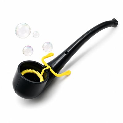 Bubble Pipe Toy, ABS Soap Bubble Blower with Built-in Loop Wand, Portable Bubble Wand for Kids Outdoor Play, Party Favors, Backyard Games, 1 Pack, Black