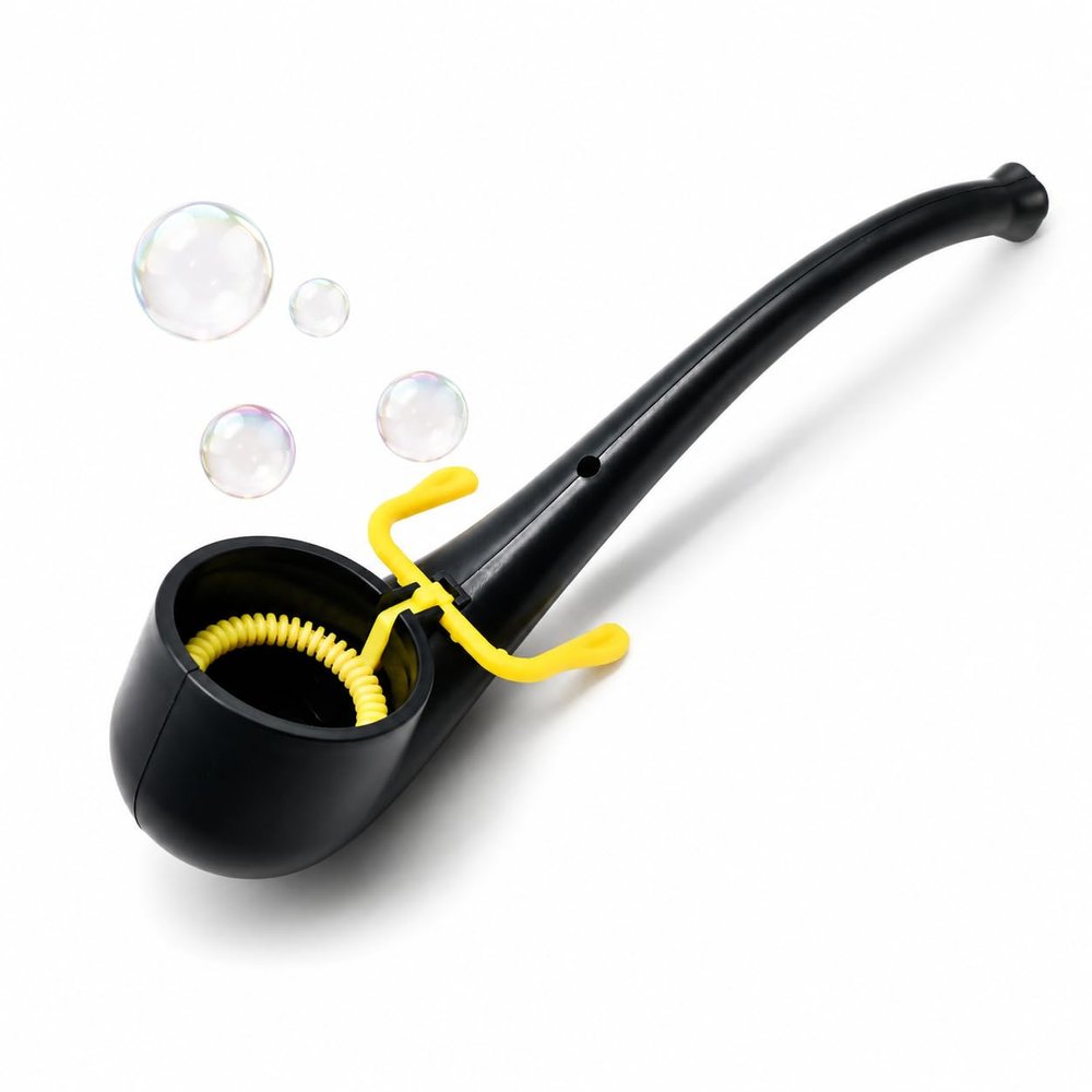 Bubble Pipe Toy, ABS Soap Bubble Blower with Built-in Loop Wand, Portable Bubble Wand for Kids Outdoor Play, Party Favors, Backyard Games, 1 Pack, Black