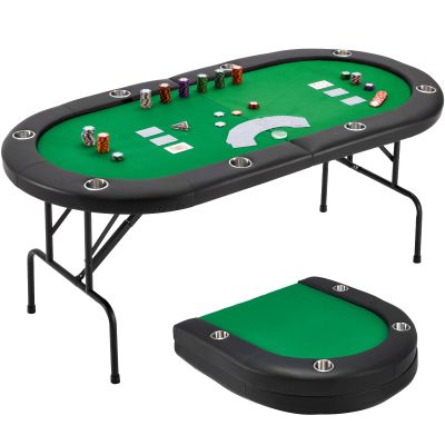 ECOTOUGE 8 Players Poker Table Foldable, Folding Poker Gaming Table, Green
