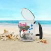AtiMing Personalized Mesh Beach Bag for Kids, Cylindrical Custom Name Children's Seashell Collecting Bags with Zipper & Adjustable Strap, Sand Sandproof Storage Tote for Boys & Girls - Grey Shark view 3