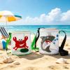 AtiMing Personalized Mesh Beach Bag for Kids, Cylindrical Custom Name Children's Seashell Collecting Bags with Zipper & Adjustable Strap, Sand Sandproof Storage Tote for Boys & Girls - Grey Shark view 4