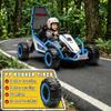 MOOITZ 24V Electric Go Kart for Kids, Drift Kart Dual 200W Motors, Durable Wheels & Metal Frame, Ride on Toy with Music Function and LED Lights for Kids Aged 6+, Blue view 4