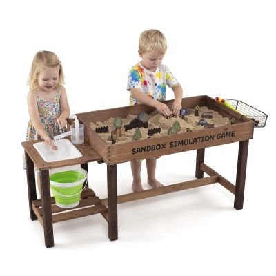 Costzon Sensory Table with Water Pump & Sink, Toddler Activity Table with 33 Sand Table Toys, Toy Bucket, Shovel & Rake, Indoor Outdoor Play Sand and Water Table, Gift for Boys Girls