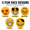 Handmade Crochet Footbag Set of 5, 2 Inch Soft Kick Balls with Fun Face Designs, Small Toss and Squeeze Bean Bag Balls for Kids, Teens & Adults, Indoor Outdoor Travel Play view 4
