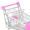 Wswqop Mini Shopping Cart Toy Featuring Metal Storage Basket Trolley Organizer Pretend Play Suitable for Kids Desktop Home Gift Giving, Rose red view 2