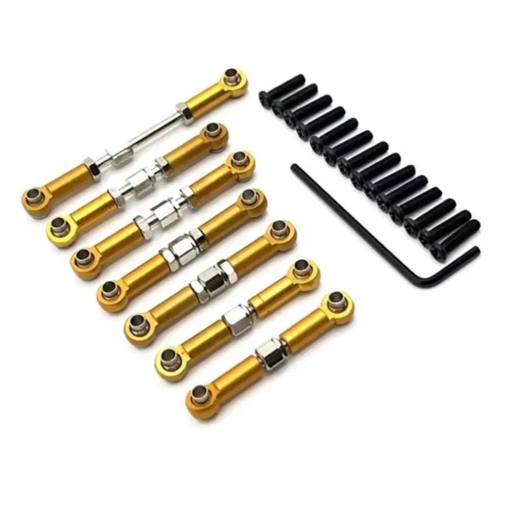 Rc Accessories for WPL for Feiyu for Henglong for JJRC 1/16 RC Car Parts Metal Upgrade Steering Gear Pull Rod Accessories Replacement(Yellow)