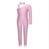Sxiwei Kids Cat Unitard for Dance Animal Role Play Dress Up Long Pants Jumpsuits with Tail and Bowtie Neckwear Pink 8 view 4