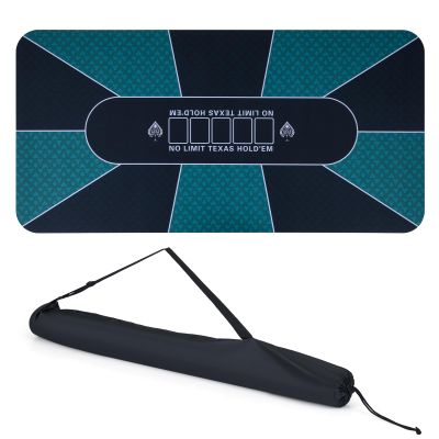 GOFLAME 70 x 35 Inch Poker Table Mat for 10 Players, Portable Texas Holdem Poker Table Top with Non-slip Rubber Backing, Foldable Poker Table Topper with Carrying Bag for Casino, Card Game, Blackjack