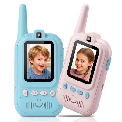 Video Walkie Talkies for Kids, 2 Pack Rechargeable Video & Long Range for Indoor Play, Dual Camera Front and Back,Camping Hiking, Outside Toys Gifts for Boys Girls Age 3-12