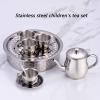 Simulation Drink Set Stainless Steel Design Tea Cup Pots Set for Safe Afternoon Party Entertainment Activity Roleplay Pots Toy view 2