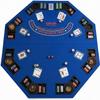 JOINLAUXE 48 Inch Octagon Folding Poker Table Top, Casino-Style Blue Tabletop with Cup Holders & Chip Trays, Portable 4-Fold Black Jack for Home Game Nights, Up to 8 Players, Carry Bag Included view 1