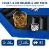JOINLAUXE 48 Inch Octagon Folding Poker Table Top, Casino-Style Blue Tabletop with Cup Holders & Chip Trays, Portable 4-Fold Black Jack for Home Game Nights, Up to 8 Players, Carry Bag Included view 2