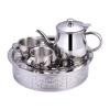 Simulation Drink Set Stainless Steel Design Tea Cup Pots Set for Safe Afternoon Party Entertainment Activity Roleplay Pots Toy view 1