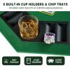 JOINLAUXE 48 Inch Octagon Folding Poker Table Top, Casino-Style Green Tabletop with Cup Holders & Chip Trays, Portable 4-Fold Black Jack for Home Game Nights, Up to 8 Players, Carry Bag Included view 2