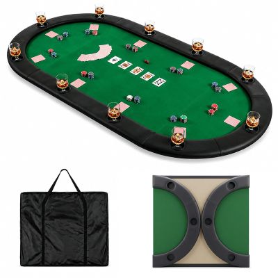 Oval Foldable Poker Table Top for Texas Hold'em Blackjack Baccarat