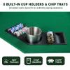 JOINLAUXE 48 Inch Octagon Folding Poker Table Top, Green Tabletop with Cup Holders & Chip Trays, Portable 4-Fold Texas Hold'em for Blackjack Home Game Nights, Up to 8 Players, Carry Bag Included view 2