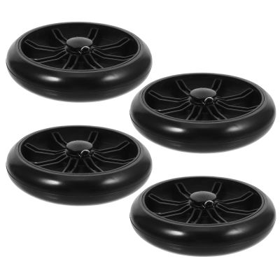 NULYLU 4pcs Foldable Shopping Trolley Wheels - 6" Replacement Wheels with Snap Clip & Bearing, 8mm Axle Hole for Grocery Carts, Market Trolleys and Utility Carts