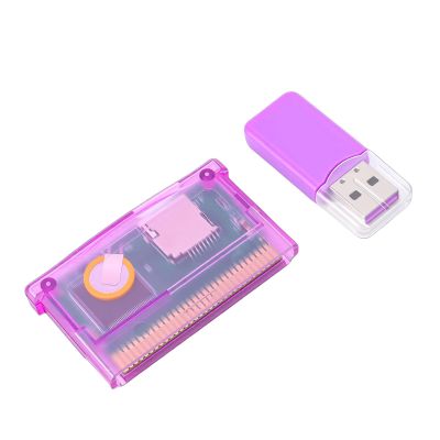 Jiawu Game Cartridge, Universal Flash Cartridge for GBA with Up to 2GB Storage Capacity FAT16 Formatting Support and Card Reader Included for SP IDS Systems (Purple Transparent)